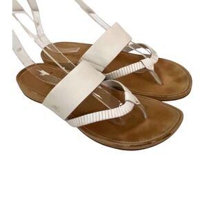 Timberland Comfort shoe  White Leather Thong Sandals Slides Flip Flops Size 8.r